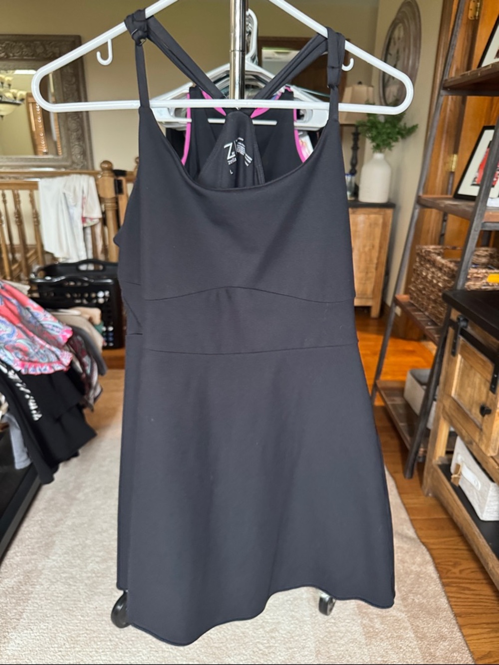 Zella Black One-Shoulder Athletic Skater Dress